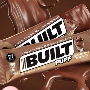 BUILT *PUFF* COLLAGEN AND WHEY PROTEIN BARS - Creamy Milk Chocolate, Box (12ct)